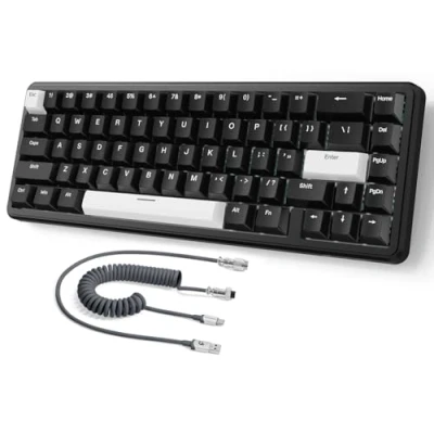 Afbeelding van MAMBASNAKE ATTACK SHARK X65 HE Rapid Trigger toetsenbord, 0,01mm RT nauwkeurigheid, 8KHz, 60% Bedraad Magnetic Switch Gamingtoetsenbord met 8 KHz Kabel, Instelbare Bediening, SnapTap, for PC/Mac,Zwart