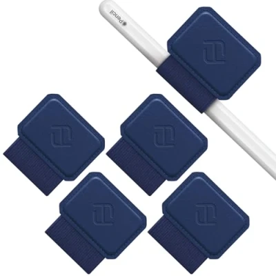 Afbeelding van Fintie 4 stuks zelfklevende penhouders voor Apple Pencil en stylus pen, elastische kunstleren penlushouder notitieboek, kalender, tablet, map, marineblauw