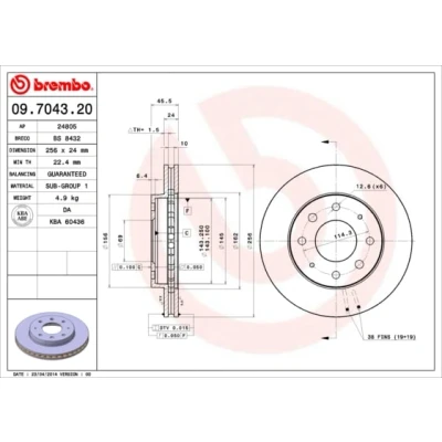 Afbeelding van Brembo Remschijf 09.7043.20