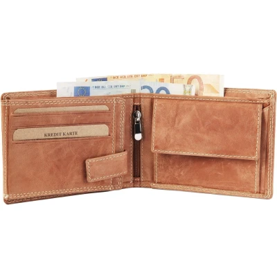 Afbeelding van Heren portemonnee Leer Akzent Bruin Used Look