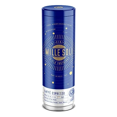 Afbeelding van MilleSoli Caffè Espresso bonen in 500 g blik traditionele drievoudige roostering met de hand premium koffiebonen perfecte crèma, bijzonder zuurarm voor volautomaat en zeefdrager