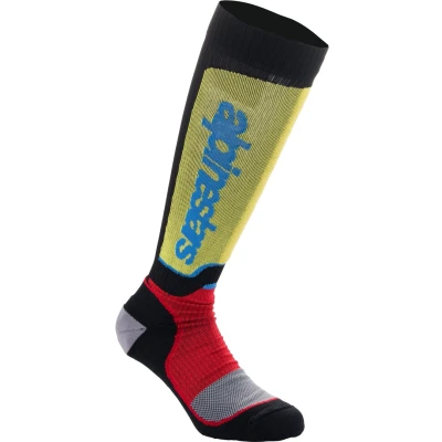 Afbeelding van Alpinestars 2024 MX Plus Crosssokken Zwart / Rood Licht Blauw maat L