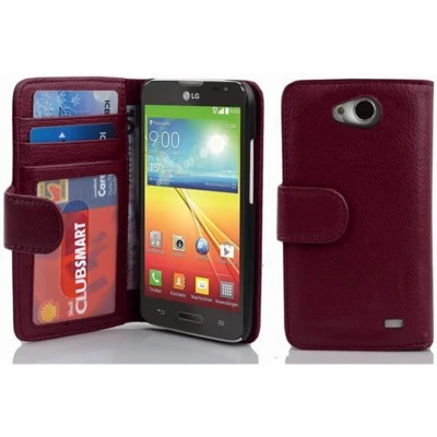 Afbeelding van Cadorabo Hoesje geschikt voor LG L70 (1. SIM) in BORDEAUX PAARS Beschermhoes met magnetische sluiting en 3 kaartsleuven Book Case Cover Etui