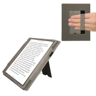 Afbeelding van kwmobile E reader hoesje geschikt voor Pocketbook InkPad Eo / Bigme InkNote Color+ hoes flip case van kunstleer Ereader cover met stand Wereldkaart design in grijs