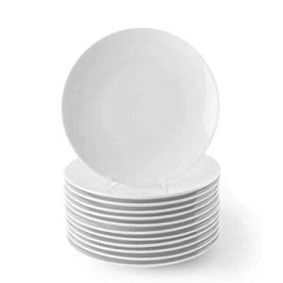 Afbeelding van Holst Porzellan MA 124 PACK 12 porseleinen voordeelverpakking delige set platte borden 24 cm, wit, x 2,5 stuks