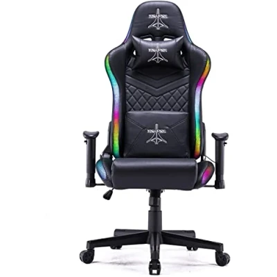 Afbeelding van Reaper Professionele gamingstoel met geïntegreerde RGB ledtechnologie, verstelbare rugleuning, kleurrijke led profielen in grote kleurkeuze, zwart