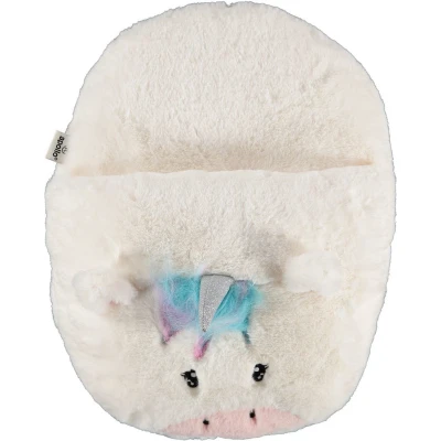 Afbeelding van Grote voetenwarmer slof eenhoorn wit one size 30 x 27 cm Dierensloffen/dierenpantoffels