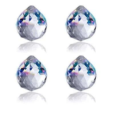 Afbeelding van Belle Vous Helder Kristallen Bal Prisma Kandelaar Hanger (4 Pak) 4,5 cm Hangende Decoratie Kralen voor kandelaars, Prisma’s, DIY Zonnevanger Delen, Huwelijk/Kerstmis