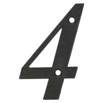 Afbeelding van AMIG Huisnummer 4 massief gesmeed staal 10cm incl. bijpassende schroeven zwart Huisnummers