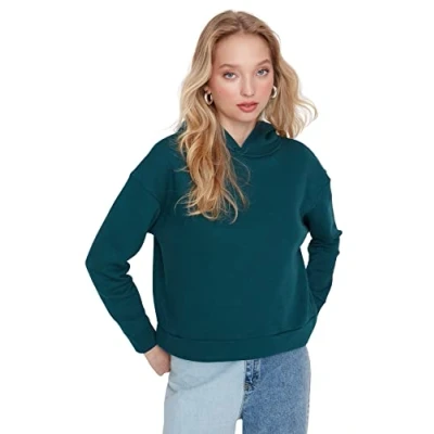 Afbeelding van Trendyol Bruin Normale/Normale Pasvorm Basic Fleece Gebreid Sweatshirt Met Capuchon En Dikke Binnenkant Twoaw23Sw00004