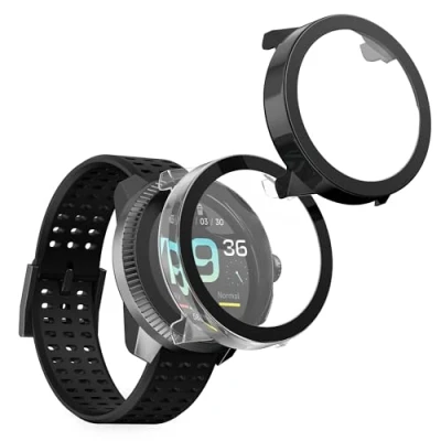 Afbeelding van kwmobile 2x cover geschikt voor Suunto Race S Fitnesstracker van gehard glas en kunststof frame set transparant / zwart