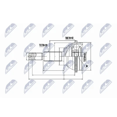 Afbeelding van Homokineet reparatie set, aandrijfas NTY NPZ FR 037