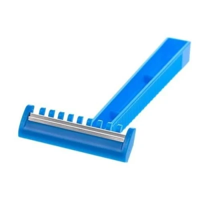 Afbeelding van Romed scheermesjes 100 stuks voorzien van 2 snijbladen Blauw Polyethyleen / RVS Mesje