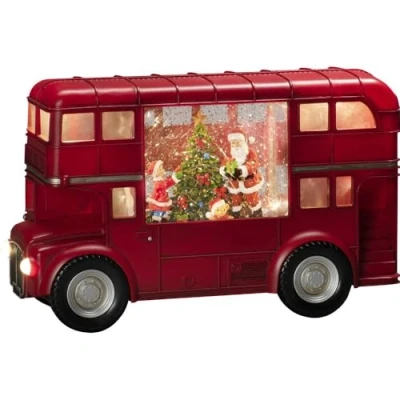 Afbeelding van Kerstlantaarn bus met kerstman Konstsmide 29.5 cm (LED, Batterijen, USB, Timer)