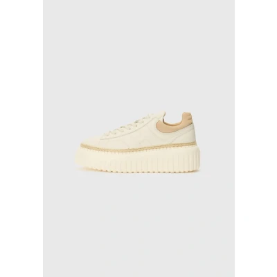 Afbeelding van Hogan dames H Stripes sneaker van leer met plateauzool in de kleur Beige, maat: 38