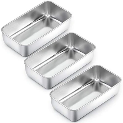 Afbeelding van Homikit Bakvorm, 3 stuks roestvrij stalen broodbakvorm, cakevorm, broodvorm voor brood, cake, toast, 23,5 cm x 12,6 6 cm, gezond, gemakkelijk te reinigen en vaatwasmachinebestendig