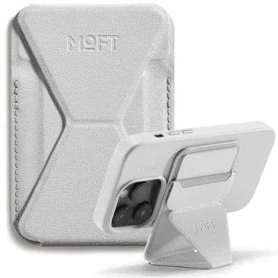 Afbeelding van MOFT MagSafe Portemonnee Magentic Telefoonstandaard voor iPhone 15 14 13 12 Series, Opvouwbare Vegan Leren Kaarthouder met 3 Verstelbare Kijkhoeken, Accessoires, Mistig Grijs