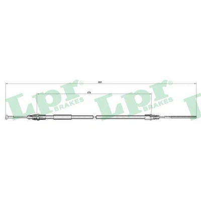 Afbeelding van LPR C1265B Handremkabel 794, 474mm Schijfremmen