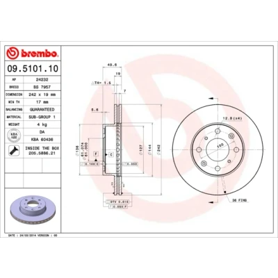 Afbeelding van Brembo Remschijf 09.5101.10
