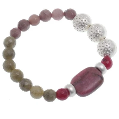 Afbeelding van Behave Rekarmband met natuursteen en matte kralen boho casual