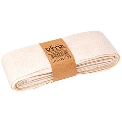 Afbeelding van Trimz 100% Katoen Visgraat Tape, Naturel, 50mm x 5m