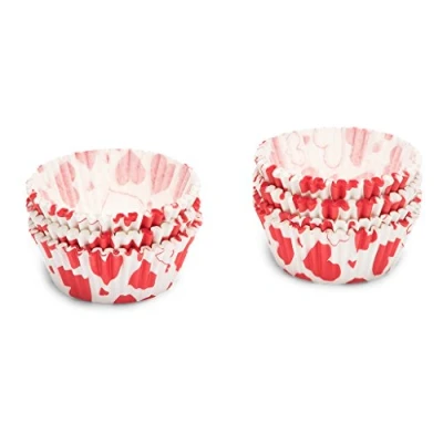 Afbeelding van Patisse Papieren Cupcake Bakjes Hartjes 5 Cm 200 Stuks Wit/Rood