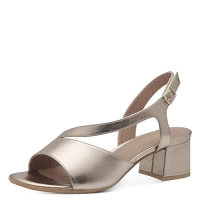Afbeelding van Jana Softline 8 28378 42 954 Damessandalen, champagne, comfortabele extra brede alledaagse schoen, feestelijk, elegant, met hak, 38 EU breed, Breed