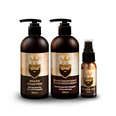 Afbeelding van BY MY BEARD baardshampoo/conditioner en vochtolie voor het gezicht in set van 3