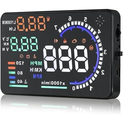 Afbeelding van Voila Reve 5,5 inch A8 OBD2 voorruit HUD Head Up Display met weergave RPM MPH snelheidswaarschuwing brandstofverbruik temperatuur