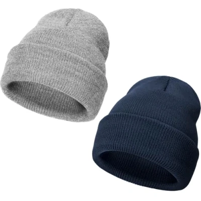 Afbeelding van DRESHOW Wintermuts Heren Dames Gebreide Muts Manchet Beanie Hoeden Elastische Warme Hoed Zachte Casual Wollen 2 Stuks