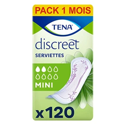 Afbeelding van TENA Discrete Ultra Mini, individueel verpakt, vrouwen met lichte tot gemiddelde blaaszwakte, incontinentie en onvoorspelbare druppels, 120 stuks (1 stuks)