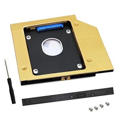 Afbeelding van SATA 2e SSD harde schijf Caddy lade, 9,5 mm 2,5 inch III HDD en universele lade voor laptop CD/DVD ROM Disc Tray Drive slot (gouden)