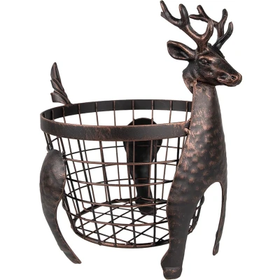 Afbeelding van Clayre &amp; Eef Opbergmand Rendier 30x23x30 cm Bruin Ijzer Mand