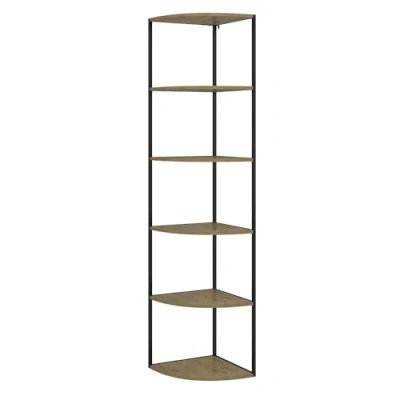 Afbeelding van Vicco Wandrek &quot;Fyrk&quot;, Eiken/Zwart, 40 x 180 cm 5 niveaus