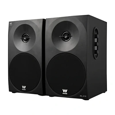 Afbeelding van Woxter Dynamic Line 410 stereo luidspreker 2.0, zelfversterkend, met 150 W vermogen, hout, 4 inch woofers, 2 tweeters, 3,5 mm, RCA, volumeregeling, hoge tonen, bas, zwart