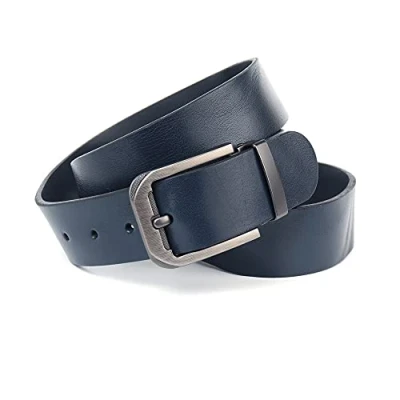 Afbeelding van Anthoni Crown Unisex leren riem riem, donkerblauw, 115