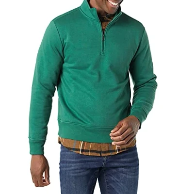 Afbeelding van Amazon Essentials Men&#039;s Fleecesweatshirt met lange mouwen en kwartrits, Groen, S