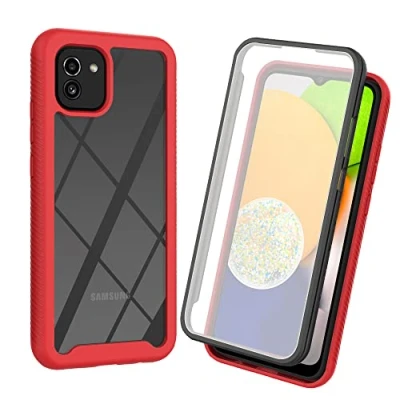 Afbeelding van XINNI Hoesje voor Samsung Galaxy A03, 360 graden schokbestendige beschermende allround bescherming met ingebouwde schermbeschermer, robuuste bumper buitenhoes, rood