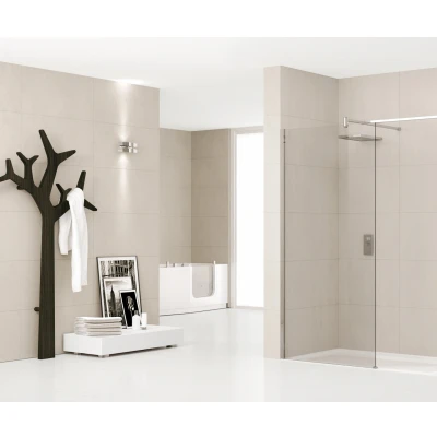 Afbeelding van Novellini Lunes H inloopdouche 87 88.5 cm h.glas mat chr.