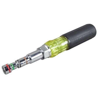 Afbeelding van 7 in 1 moer driver met magnetische en veerspoel bits, Klein Tools 32807MAG, zwart