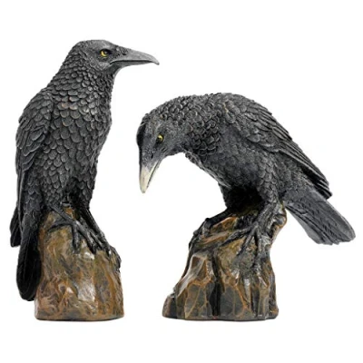 Afbeelding van Design Toscano Mystic Night Raven Gotische standbeelden, 15 cm, Set van 2, Polyresin, Full Colour