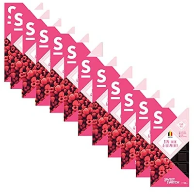 Afbeelding van SWEET SWITCH® 88% Pure Belgische Chocolade met Framboos Noir Chocola Suikervrij Glutenvrij Vegan KETO 12 x 100 g