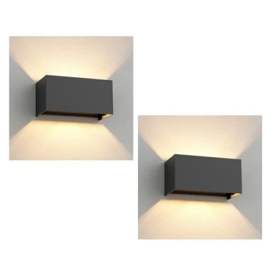 Afbeelding van ledscom.de 2 x CUBEL wandlamp voor buiten, IP65, up/downlight, antraciet mat, rechthoekig, 2x G9 max. 10W