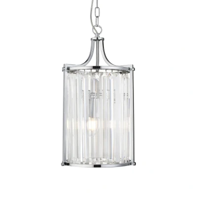 Afbeelding van Searchlight Victoria Hanglamp Ø 26 X 150 Cm Chroom En Transparant