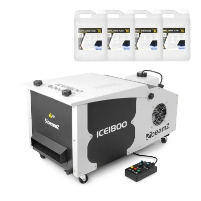 Afbeelding van BeamZ ICE1800 rookmachine laaghangende rook met 20 liter rookvloeistof