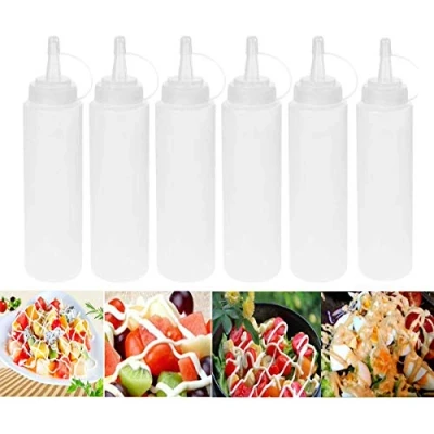 Afbeelding van 6 stks 8 oz Squeeze Specerij Flessen Met Cap Kruiden Dispensers 230 ml