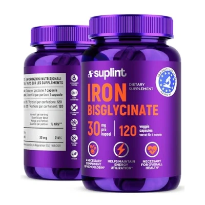 Afbeelding van IJzer supplement capsules tabletten Bisglycinaat 120 1 per dag extra sterk Iron