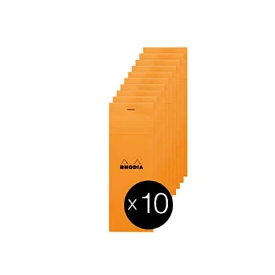 Afbeelding van RHODIA 8200C notitieblok, geniet, nr. 8, shopping, oranje, 7,4 x 21 cm, kleine ruitjes, 80 vellen afneembaar, licht papier, g, envelop van gecoate kaart verpakking met 10 blokken