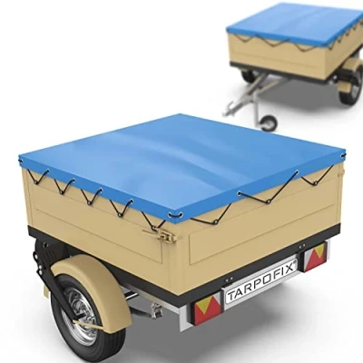 Afbeelding van Tarpofix® Afdekzeil voor aanhangers, 130 x 105 cm, incl. dekzeil, plat zeil van pvc, zeilmateriaal, versterkt HP DDR dekzeil diverse aanhangers personenauto&#039;s, afdekzeil, afdekking