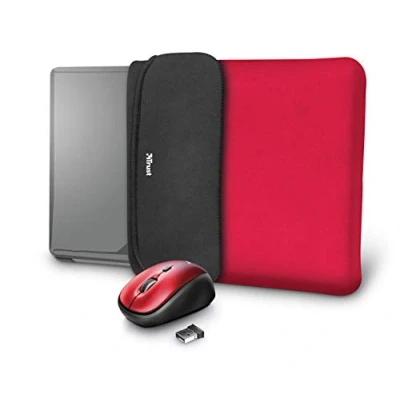Afbeelding van Trust Yvo 2 in 1 reisset: Draadloze Muis &amp; Sleeve 15.6 inch Rood